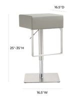 Seville Light Grey Performance Vegan Leather Adjustable Barstool Model: TOV-K3659
